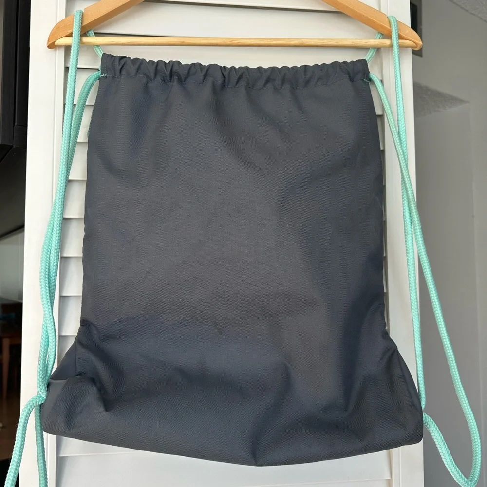 Adidas Aqua and Charcoal Drawstring Bag